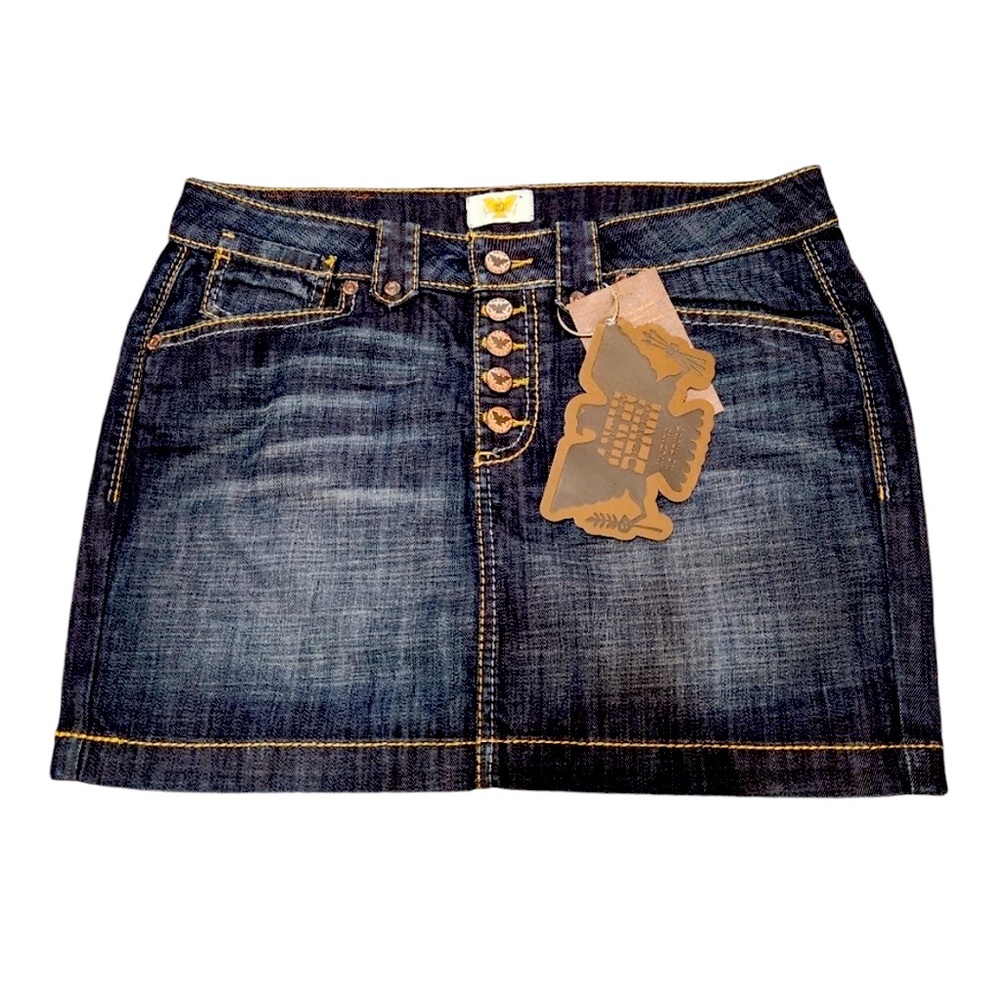 Antik Denim Dark Wash Mini-skirt, button fly, sz 31